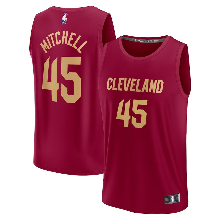 Men Cleveland Cavaliers #45 Donovan Mitchell Fanatics Branded Wine 2022-23 Fast Break Replica NBA Jersey->customized nba jersey->Custom Jersey